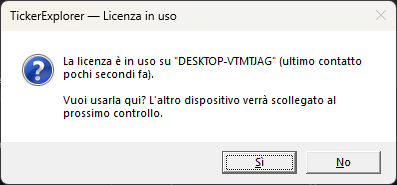 La richiesta di usare su questo PC una licenza attiva altrove.
