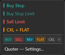 The right-click menu on the chart, from which you can send and close orders.