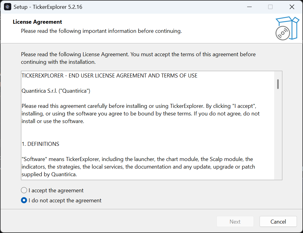The TickerExplorer license agreement and terms of use.