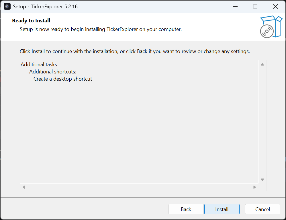 The summary before the installation.