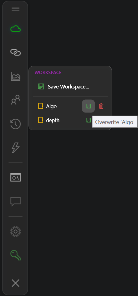 Saving a workspace.