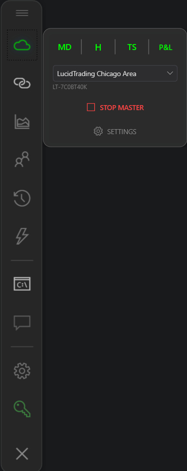 The Master account panel with all services connected.